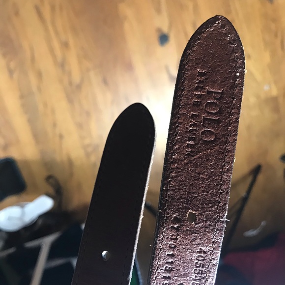 Polo Ralph Lauren Pin Stripe / Leather Belts - Picture 3 of 4